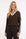 donkerbruin travel shirt van Maicazz met lange mouwen, V-hals en offwhite contraststrepen op een bruine travel broek