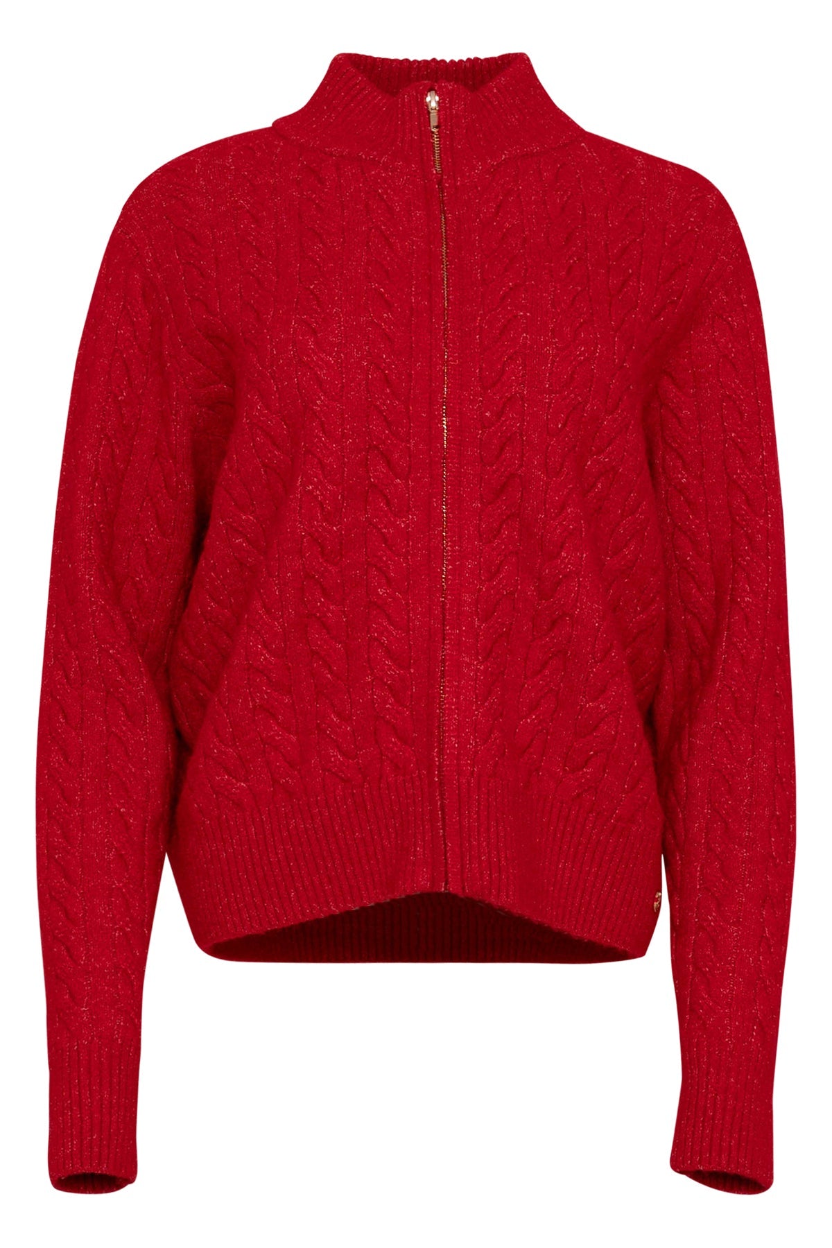 perel vest maicazz rood met kabelmotief