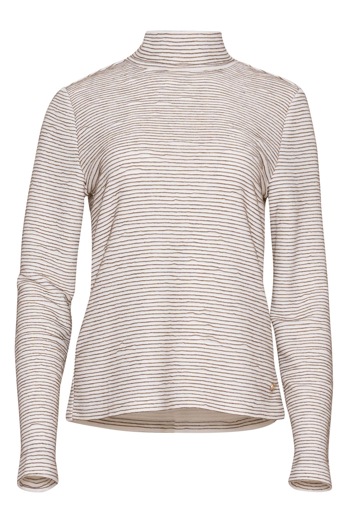 presley offwhite gestreept shirt met bruintinten coltrui van maicazz