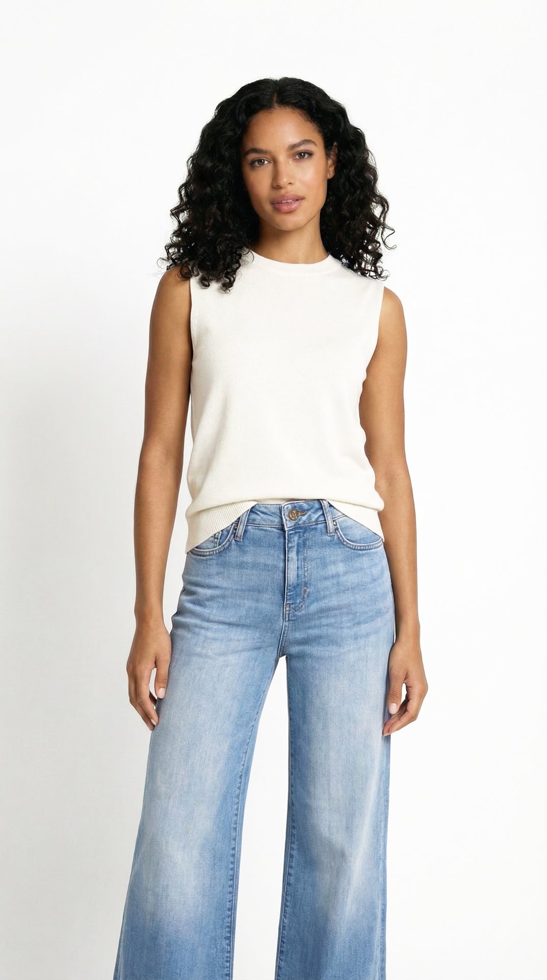 Sotrene fijngebreide top offwhite