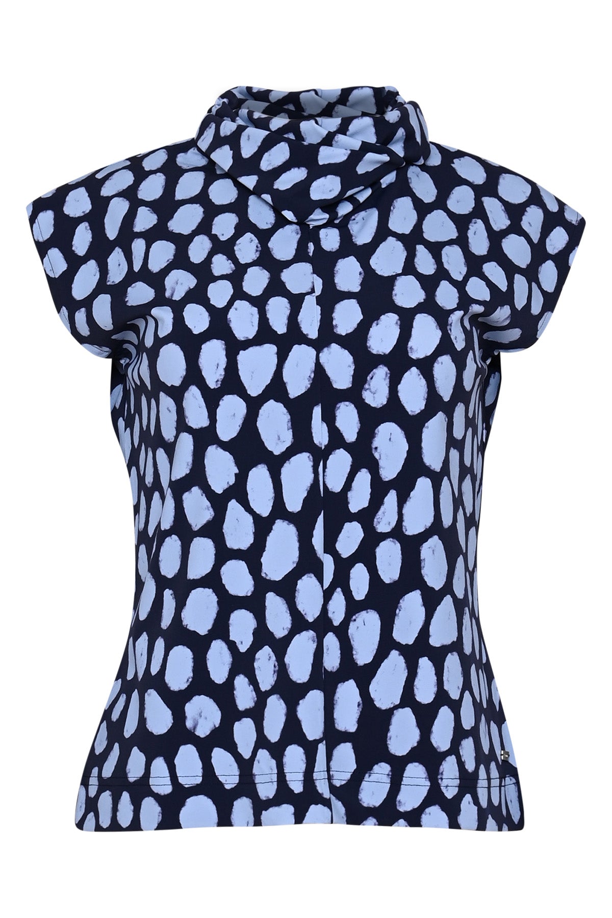 tokyo t-shirt met sjaalkraag met animal dots print in het licht- en donkerblauw