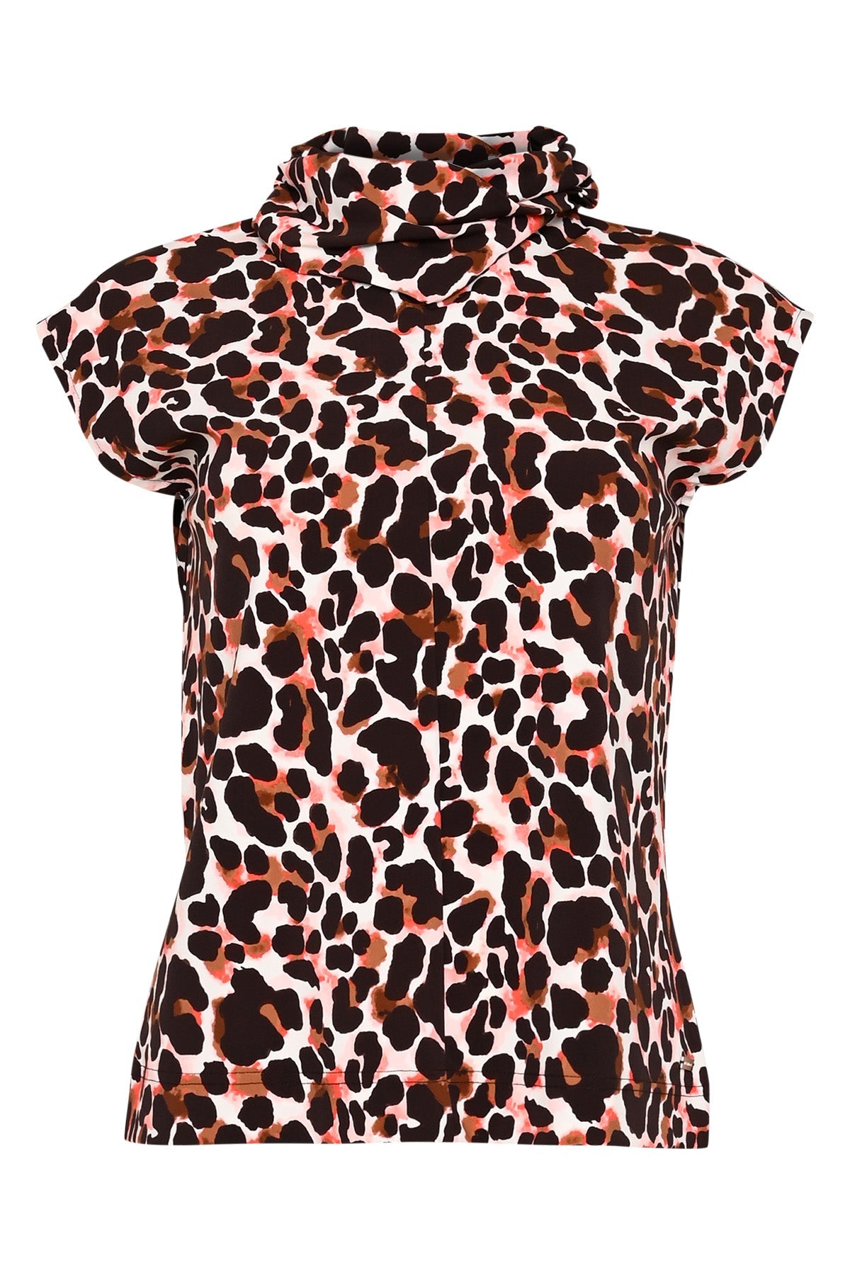 tokyo travel t-shirt met kleurrijke panterprint en sjaalkraag