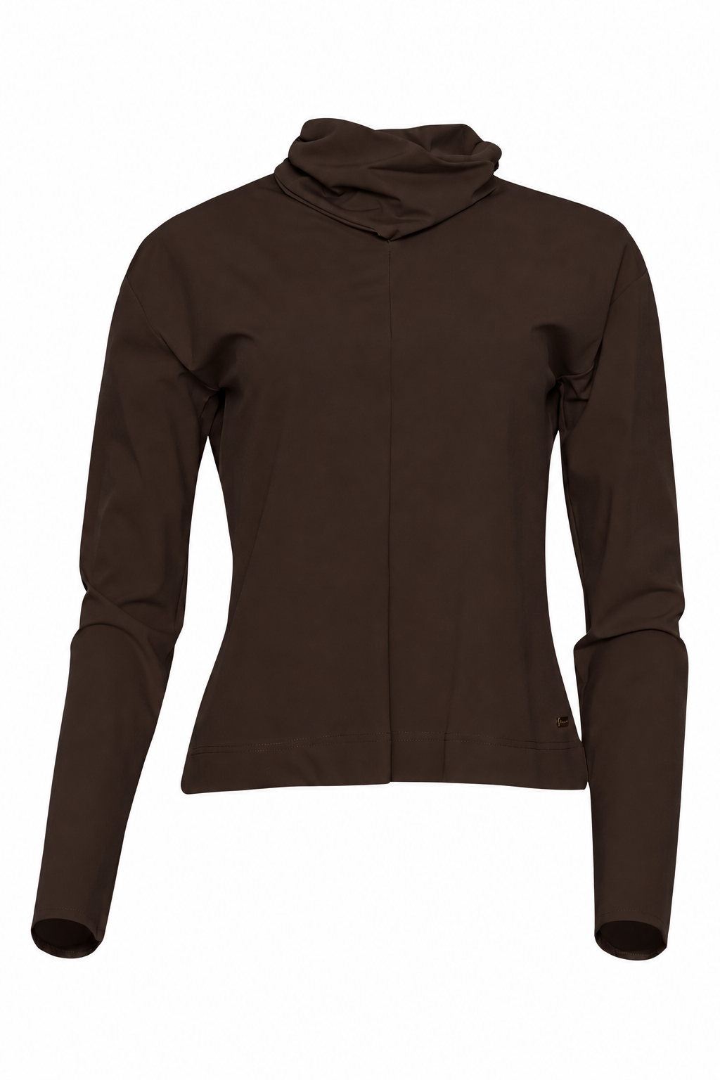 longsleeve tokyo donkerbruin met lange mouwen en sjaaldetail bij de hals