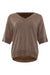 taupe t-shirt fijngebreid met een v-hals en korte mouwen