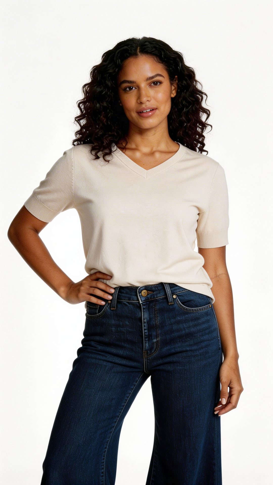 Vidanne gebreid T-shirt offwhite