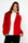 herfstlook met rode dames jas en witte trui op een zwarte pantalon 
