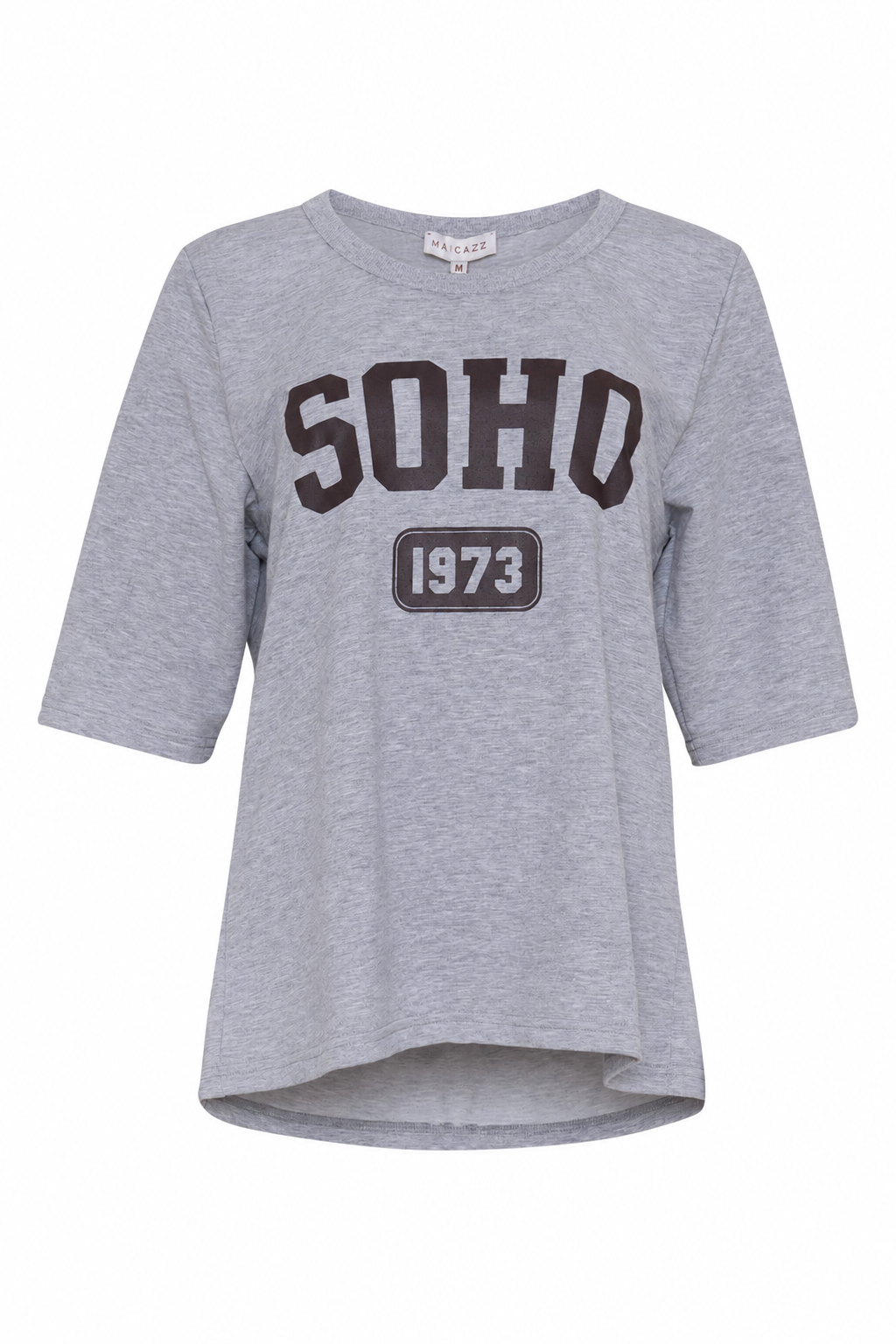 zonora t-shirt lichtgrijs met soho 1973 print van maicazz